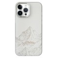 For iPhone 13 Pro Max 2 in 1 Aurora Electroplating Frame Phone Case(Snowy Mountains White)