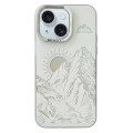 For iPhone 15 2 in 1 Aurora Electroplating Frame Phone Case(Sunrise White)