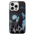 For iPhone 15 Pro Max 2 in 1 Aurora Electroplating Frame Phone Case(Sunrise Black)