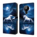 For Nokia 5.3 Crystal Painted Leather Phone case(White Horse)