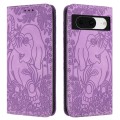 For Google Pixel 8 Retro Elephant Embossed Leather Phone Case(Purple)
