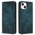 For iPhone 15 Retro Elephant Embossed Leather Phone Case(Green)