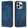 For iPhone 15 Pro Retro Elephant Embossed Leather Phone Case(Blue)