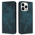 For iPhone 15 Pro Max Retro Elephant Embossed Leather Phone Case(Green)