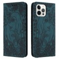 For iPhone 12 Pro Max Retro Elephant Embossed Leather Phone Case(Green)