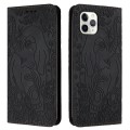 For iPhone 11 Pro Max Retro Elephant Embossed Leather Phone Case(Black)