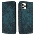 For iPhone 11 Pro Max Retro Elephant Embossed Leather Phone Case(Green)