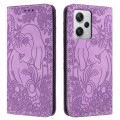 For Xiaomi Poco X5 Pro/Redmi Note 12 Pro 5G Retro Elephant Embossed Leather Phone Case(Purple)