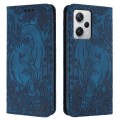 For Xiaomi Poco X5/Redmi Note 12 5G Global Retro Elephant Embossed Leather Phone Case(Blue)