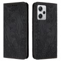 For Xiaomi Poco X5/Redmi Note 12 5G Global Retro Elephant Embossed Leather Phone Case(Black)