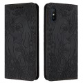 For Xiaomi Redmi 9A Retro Elephant Embossed Leather Phone Case(Black)