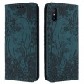 For Xiaomi Redmi 9A Retro Elephant Embossed Leather Phone Case(Green)