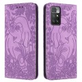 For Xiaomi Redmi 10 / 10 Prime Retro Elephant Embossed Leather Phone Case(Purple)