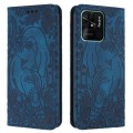 For Xiaomi Redmi 10C Retro Elephant Embossed Leather Phone Case(Blue)