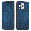 For Xiaomi Redmi 12 4G Retro Elephant Embossed Leather Phone Case(Blue)