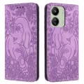 For Xiaomi Redmi 13C 4G / 5G Retro Elephant Embossed Leather Phone Case(Purple)