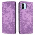 For Xiaomi Redmi A1 Retro Elephant Embossed Leather Phone Case(Purple)