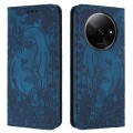 For Xiaomi Redmi A3 Retro Elephant Embossed Leather Phone Case(Blue)
