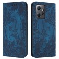 For Xiaomi Redmi Note 12 4G Global Retro Elephant Embossed Leather Phone Case(Blue)