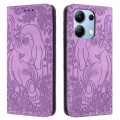 For Xiaomi Redmi Note 13 4G Retro Elephant Embossed Leather Phone Case(Purple)