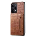 For Xiaomi Redmi Note 12 Turbo/Poco F5 Crocodile Texture Card Bag Design Full Coverage Phone Case(Br