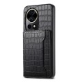 For Huawei nova 12 Pro Crocodile Texture Card Bag Design Full Coverage Phone Case(Black)