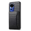 For Huawei nova 12 Crocodile Texture Card Bag Design Full Coverage Phone Case(Black)