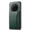 For Huawei Mate 50 Pro Crocodile Texture Card Bag Design Full Coverage Phone Case(Green)