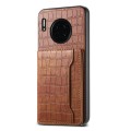 For Huawei Mate 30 Crocodile Texture Card Bag Design Full Coverage Phone Case(Brown)