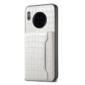 For Huawei Mate 30 Crocodile Texture Card Bag Design Full Coverage Phone Case(White)
