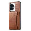 For Honor 100 Crocodile Texture Card Bag Design Full Coverage Phone Case(Brown)