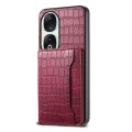 For Honor 90 Crocodile Texture Card Bag Design Full Coverage Phone Case(Red)