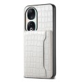 For Honor 90 Crocodile Texture Card Bag Design Full Coverage Phone Case(White)