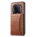 For Honor Magic5 Ultimate Crocodile Texture Card Bag Design Full Coverage Phone Case(Brown)