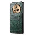 For Honor Magic5 Crocodile Texture Card Bag Design Full Coverage Phone Case(Green)