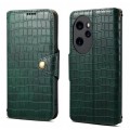 For Honor 100 Pro Denior Crocodile Texture Oil Edge Leather Phone Case(Green)