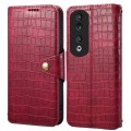For Honor 90 Pro Denior Crocodile Texture Oil Edge Leather Phone Case(Rose Red)