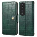 For Honor 90 Pro Denior Crocodile Texture Oil Edge Leather Phone Case(Green)