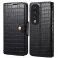 For Honor 90 Pro Denior Crocodile Texture Oil Edge Leather Phone Case(Black)