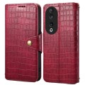 For Honor 90 Denior Crocodile Texture Oil Edge Leather Phone Case(Rose Red)