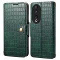 For Honor 90 Denior Crocodile Texture Oil Edge Leather Phone Case(Green)