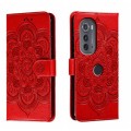For Motorola Edge 2022 Sun Mandala Embossing Pattern Phone Leather Case(Red)