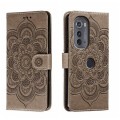 For Motorola Edge 2022 Sun Mandala Embossing Pattern Phone Leather Case(Grey)