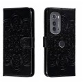 For Motorola Edge 2022 Sun Mandala Embossing Pattern Phone Leather Case(Black)