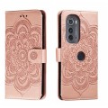 For Motorola Edge 2022 Sun Mandala Embossing Pattern Phone Leather Case(Rose Gold)