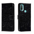 For Motorola Moto E20 Sun Mandala Embossing Pattern Phone Leather Case(Black)