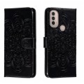 For Motorola Moto E40 Sun Mandala Embossing Pattern Phone Leather Case(Black)