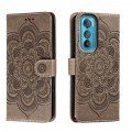 For Motorola Moto Edge 30 Sun Mandala Embossing Pattern Phone Leather Case(Grey)