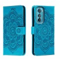 For Motorola Moto Edge 30 Sun Mandala Embossing Pattern Phone Leather Case(Blue)