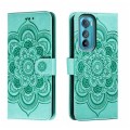For Motorola Moto Edge 30 Sun Mandala Embossing Pattern Phone Leather Case(Green)